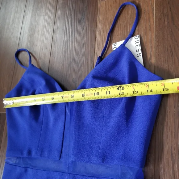 NWT! Dress The Population Micaela Electric Blue 💙 Sheer Inset Body-Con Dress XS - Picture 12 of 16